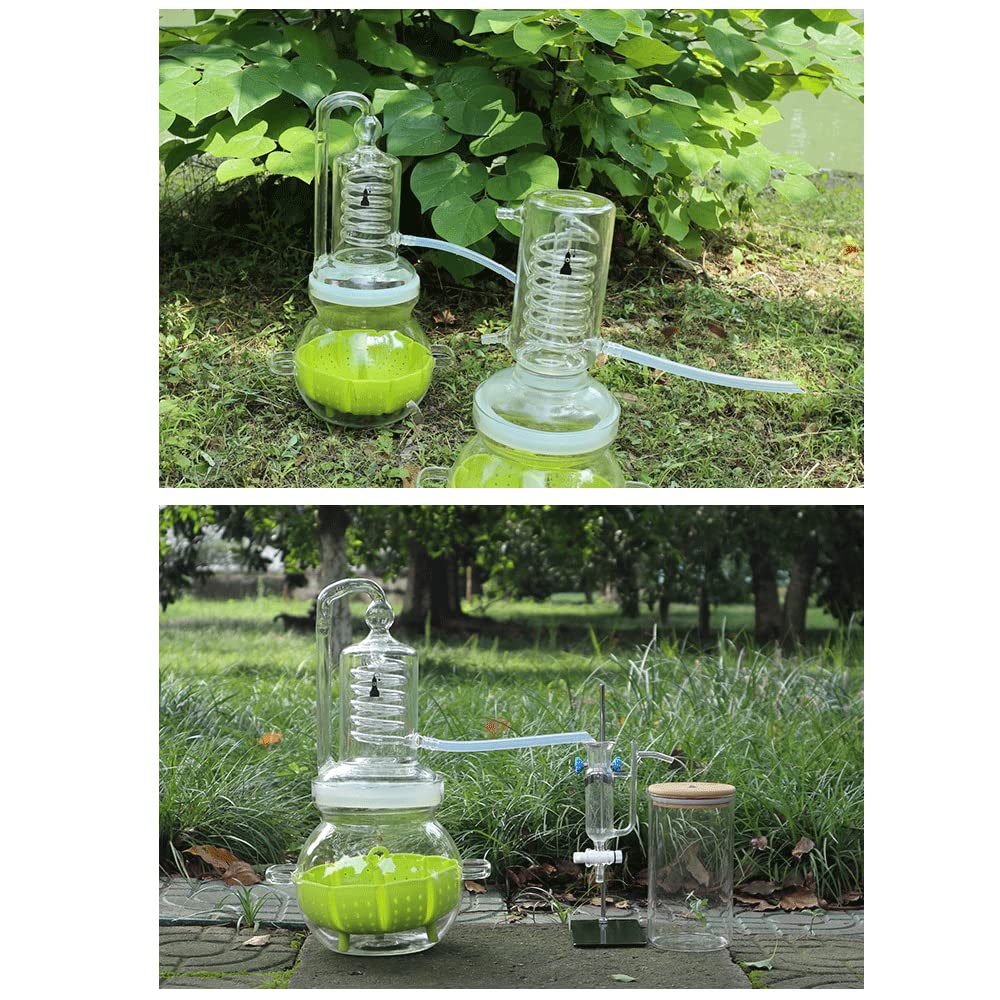 Aparato de destilación de extracción de aceite esencial de 4000 ML, purificador de destilador de agua, kit de destilación de cristalería de laboratorio con separador de aceite esencial (con separador)