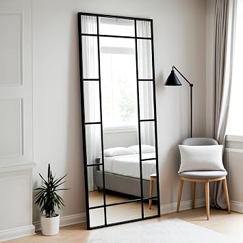 Window Pane Mirror,Oversized Full Length Rectangle Body Grid Wall Mirror