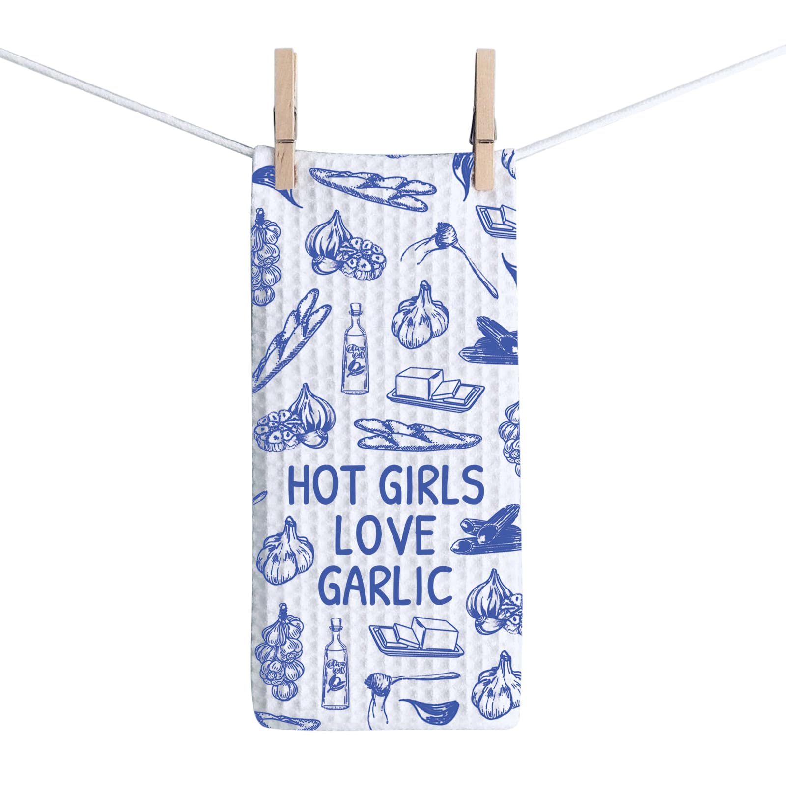 Torchon de cuisine ail et oignon BAUNA en coton de style cottage core