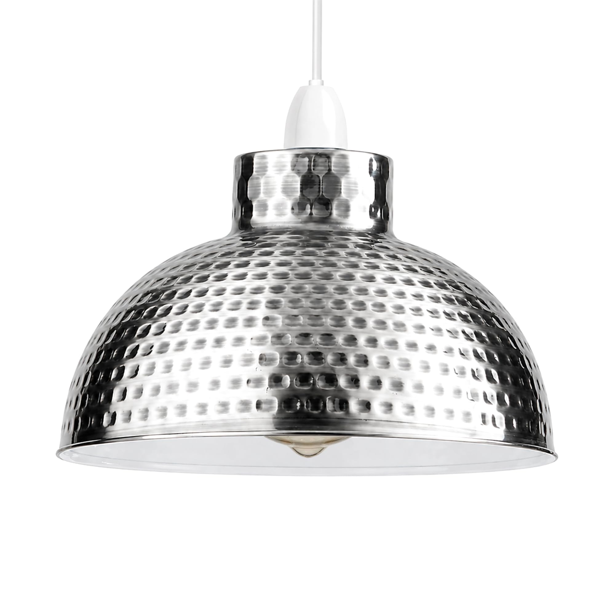 Retro Ceiling Lampshade Metal Chrome 26cm Easy Fit — image 1
