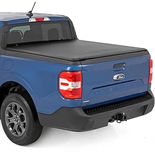 Rough Country Soft Roll Up Truck Bed Tonneau Cover for Ford Maverick (2022-2026) - Fits 4'6 (54.4") Bed, Weatherproof Bed