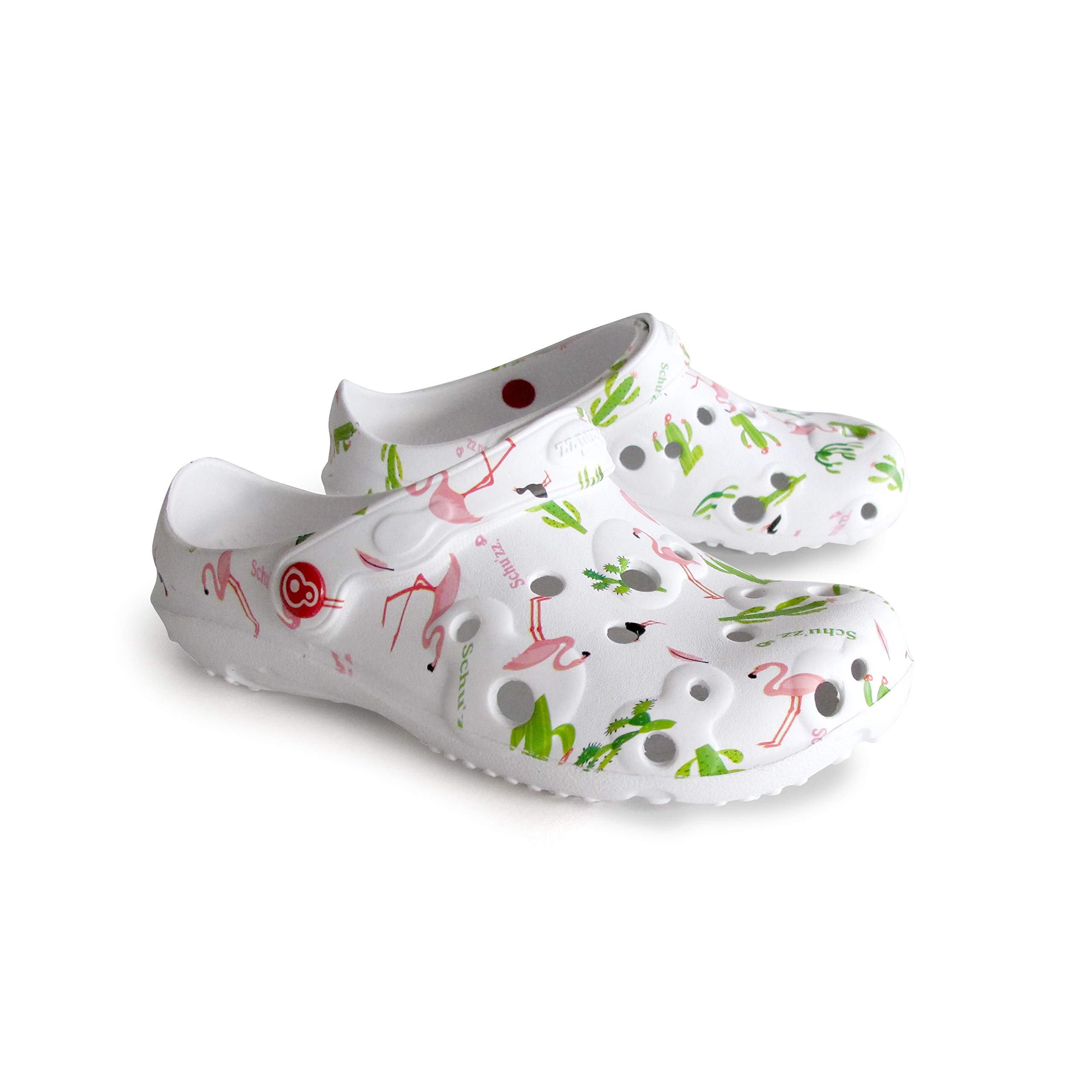 Schu'zz - Globule Imprimé - Sabot Plastique Femme - Confortable, Léger, Ultra Résistant - Certifié CE - pour la Maison et Activités de Plein Air