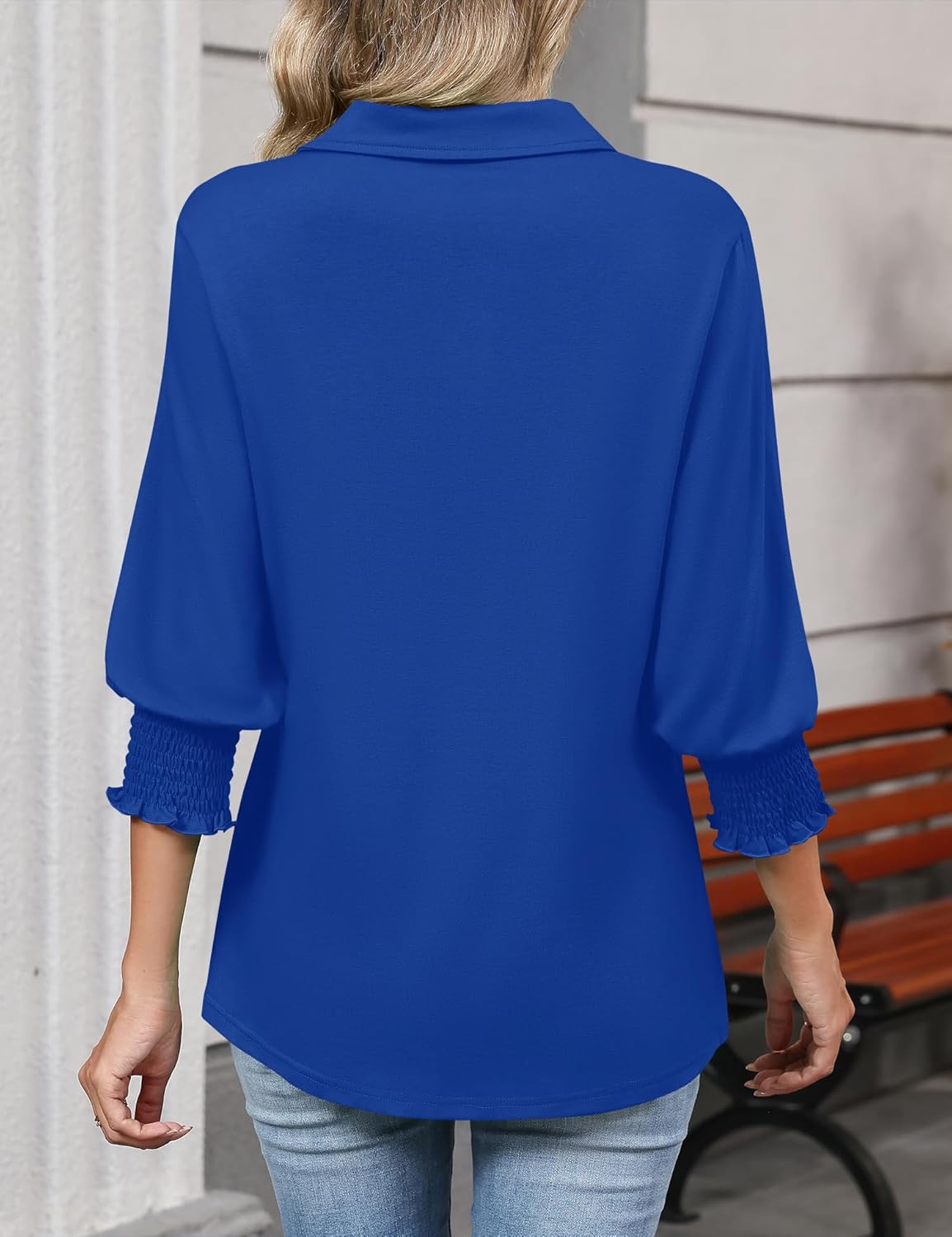 Ivicoer Womens 3/4 Length Sleeves Polo Shirts Collared Tops Business Casual Blouses Basic Tees Trendy Outfits Spring Clothes - Image 6