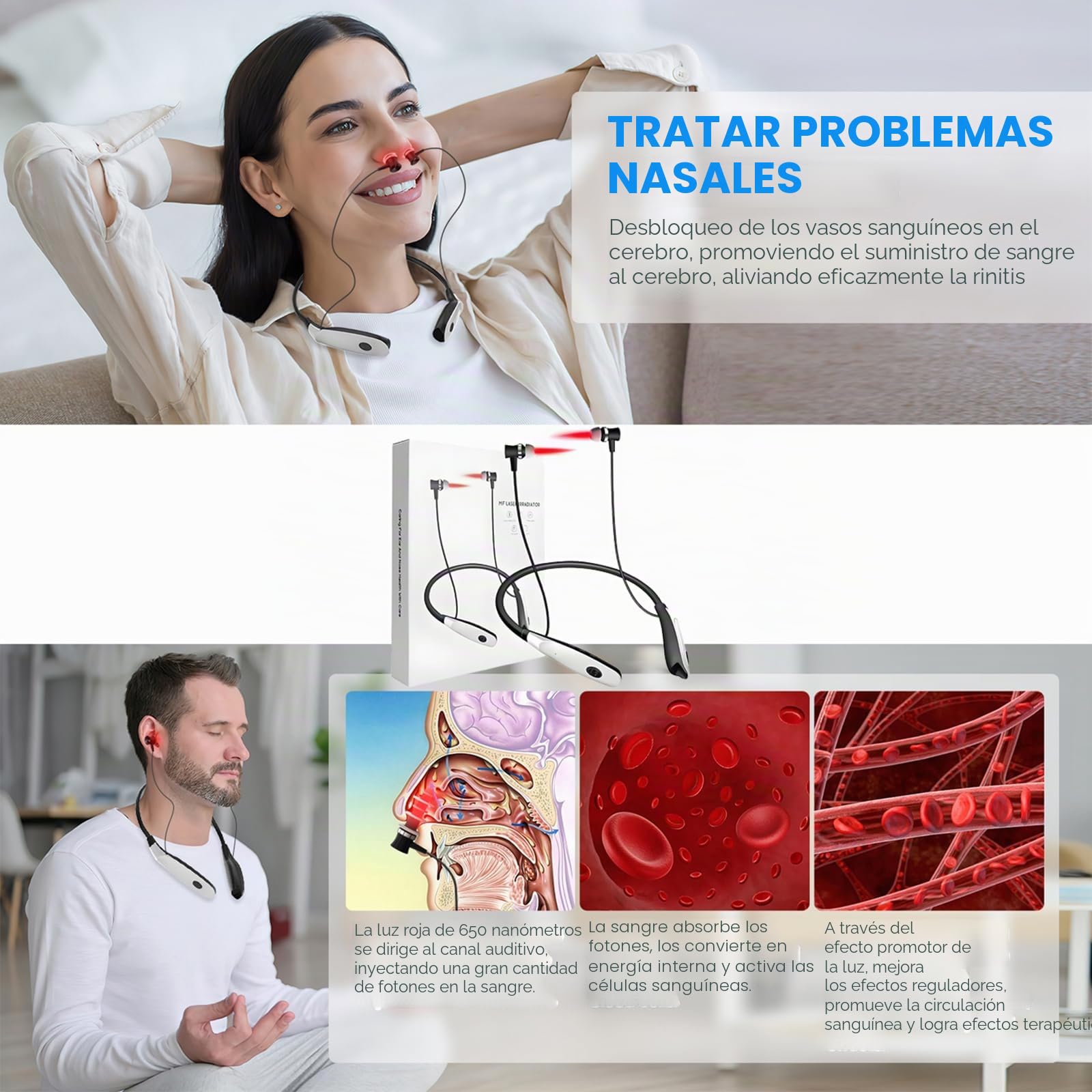 Stillesse Theralight Pods Terapia + Respirelief - Dispositivo de terapia nasal (2 en 1), color rojo, tinnitus infrarrojos tapones para los oídos, tinnitus en aerosol, luz roja, tinniplug auriculares