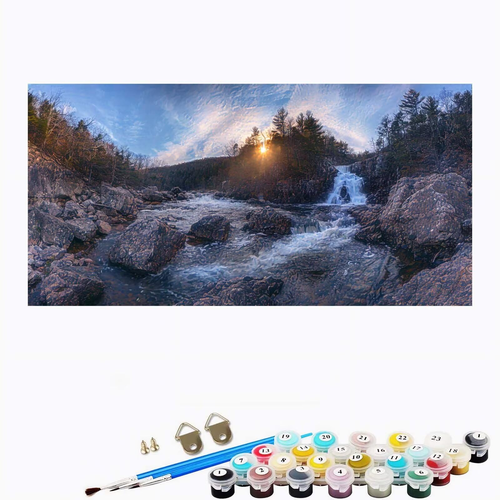Pintar por Numeros Grande Atardecer, Cuadros para Pintar por Numeros Paisaje, Kit Manualidades Adultos Pinturas Acrílica, Paint by Numbers para Decoración de Casa Regalo 100x200 cm sin Marco-YH1244