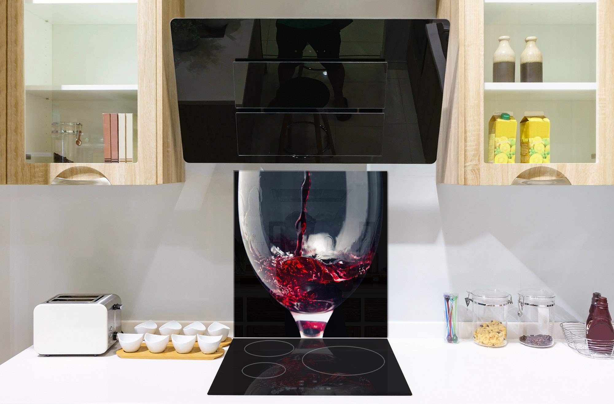 Concept Crystal Unique Glass Kitchen Panel – Tempered Glass backsplash – Art Design Glass Upstand BS19 Wine Series: Red Wine 2