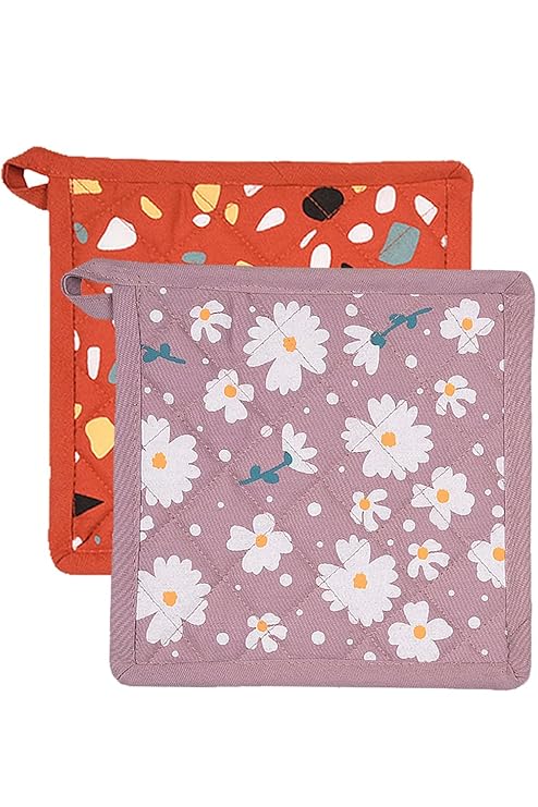 Skanda Fab Cotton Heat Resistant Pot Holder for Kitchen, Free Size (Pack of 2 Piece)
