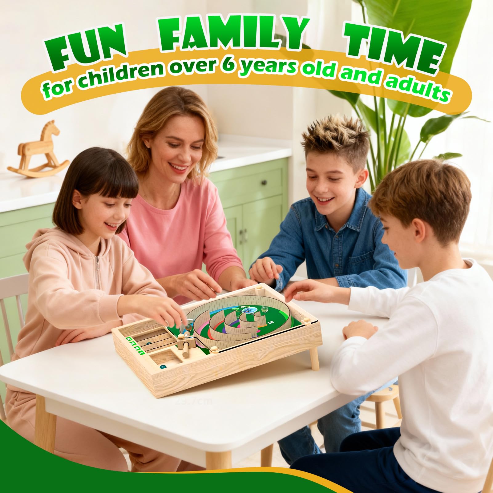 Uping Juegos de Mesa Niños 6 Años Juegos de Mesa Adulto, Juguetes de Habilidad con Canicas y Puntuación de Madera Regalo para Niño 6 Años o Más