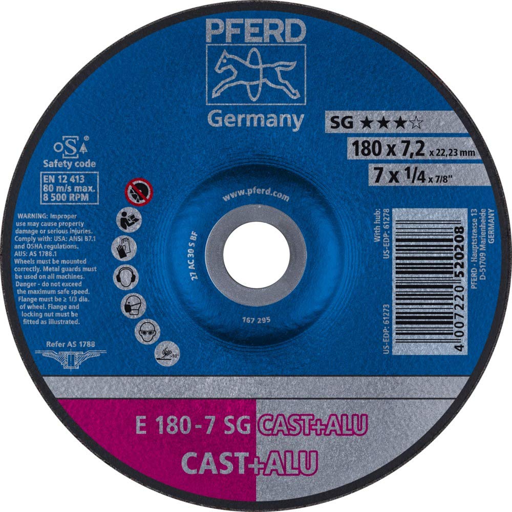 10 discos de desbaste Pferd E 180-7 SG Cast+aluminio. : 62217681
