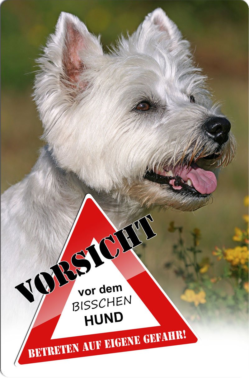 Nanyuk Warnschild „Westie“ – Metallschild Für Garten & Haustür, A4 Format