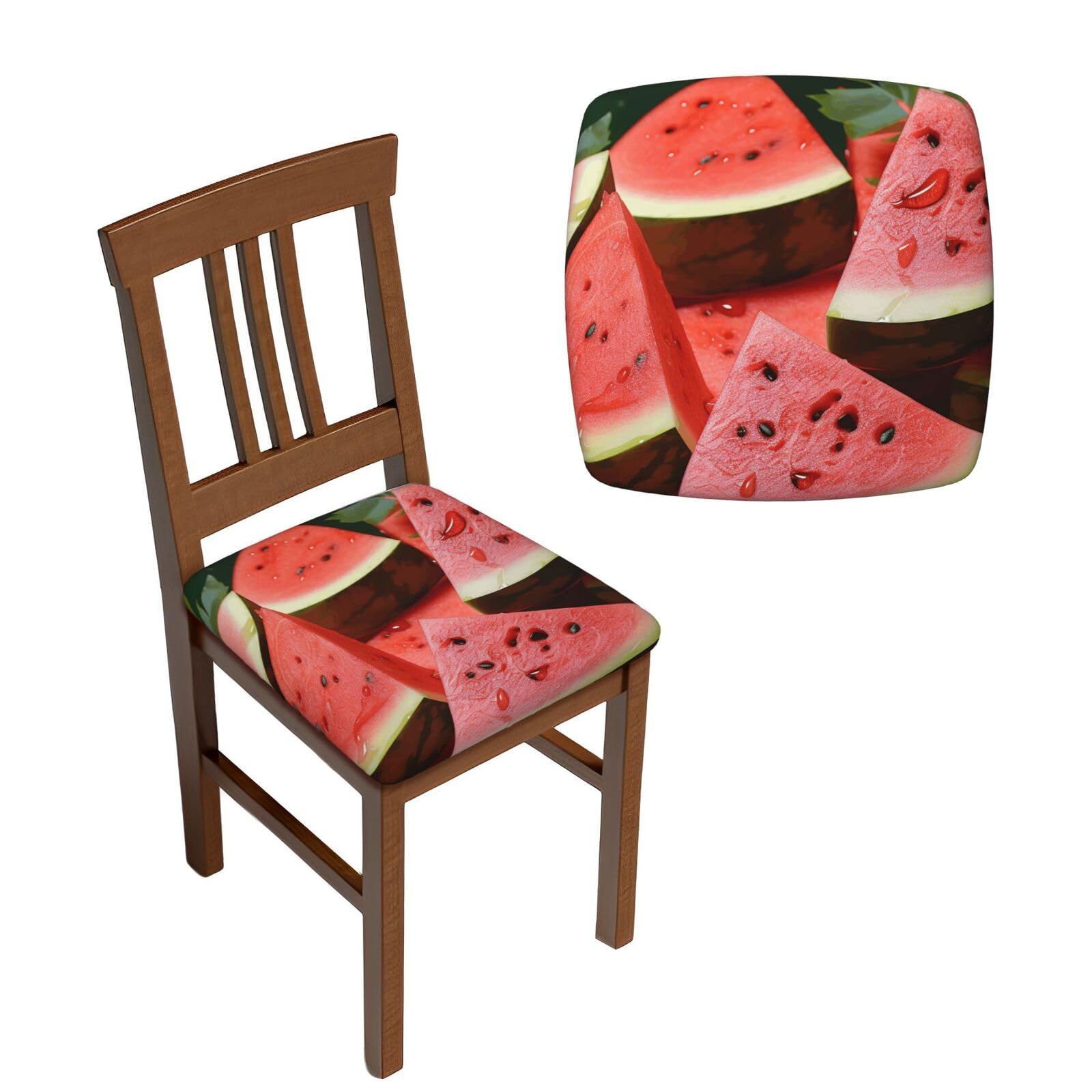 FodPand 6PCS Dining Chair Covers for Dining Room Ripe Watermelon Slice Seeds Chair Seat Cover Stretch Parsons Chair Slipcover Removable Washable Seat Cushion Slipcovers Cover for Kitchen Office