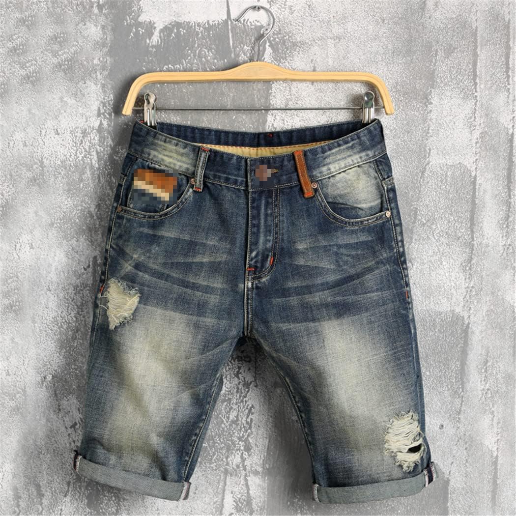 Men Summer Denim Shorts Bermuda Skate Board Jogge Ripped Wave Jeans Shorts