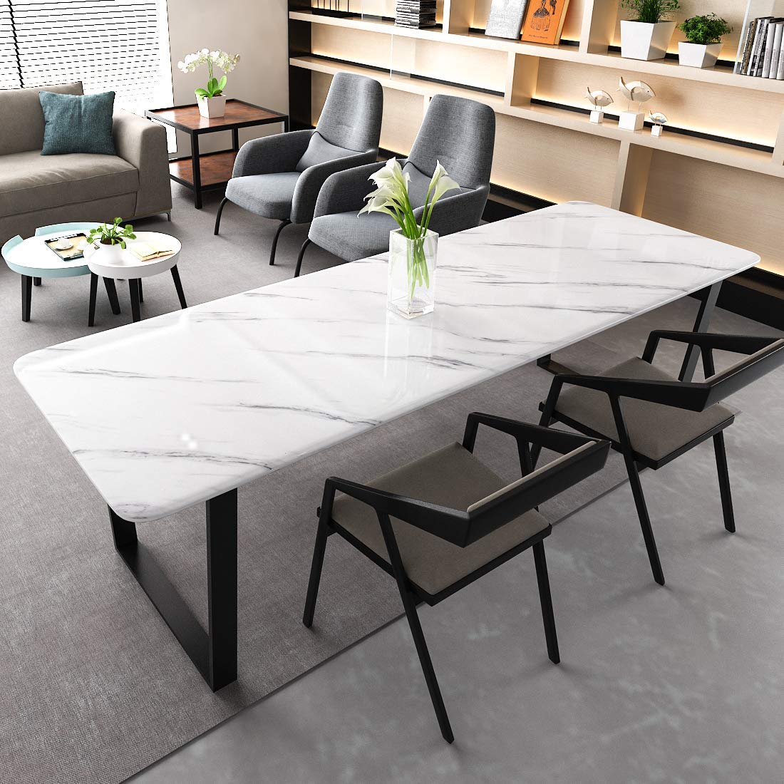 LaCheery 90cm x 400cm Papel Adhesivo para Muebles Efecto Marmol Vinilo Autoadhesivo Blanco Brillo Impermeable Papel Encimera Cocina Autoadhesivo Vinilo Adhesivo Muebles Gris Mármol para Armario Puerta