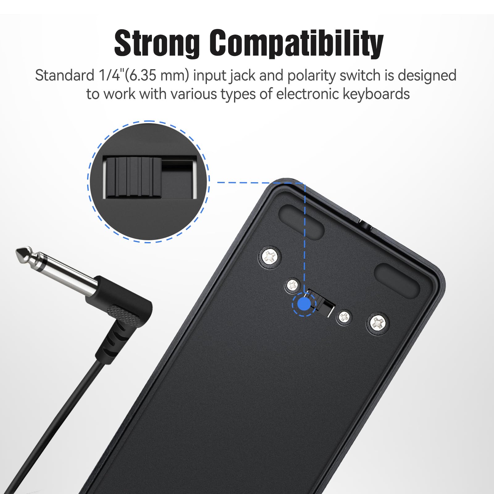 Asmuse Pédale de Sustain Supérieur pour Clavier Piano Universelle, Sustain Pédale Antidérapant Durable en Acier Inoxydable avec Interrupteur de Polarité