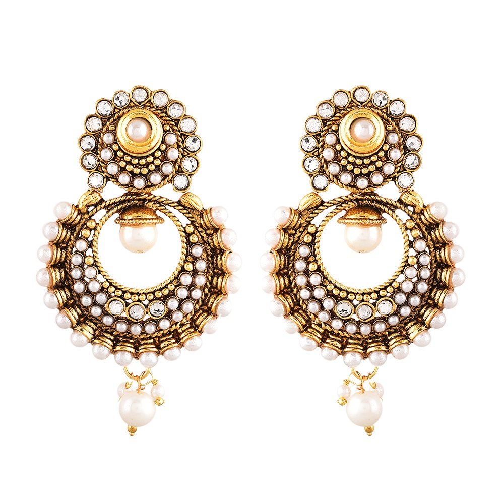 Zeneme Earring Gold Plated Oxidized Traditional Pearl Ethnic Look Dangle Earring Jewellery For Girl And Women (B01BJY45LA) Amazon Price History, Amazon Price Tracker