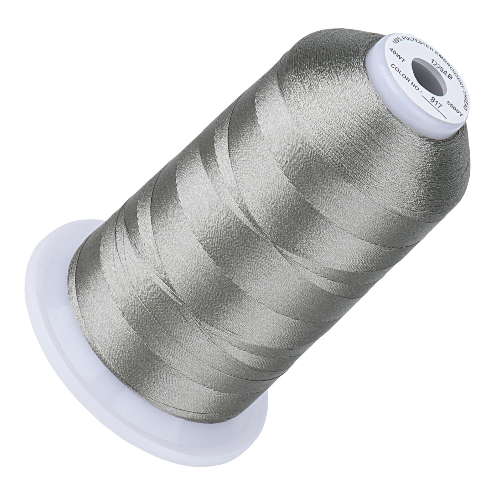 Simthread Embroidery Machine Thread 5000M 40WT Polyester, Grey Satin 817