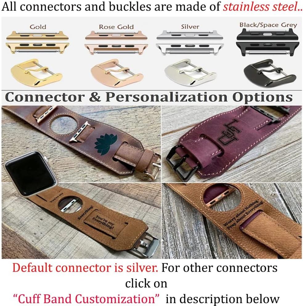 HARDISTON Cuff Watch Band Compatible with Apple 46mm for Men & Women, Handmade Genuine Leather, Compatible with iWatch Series 11 10 9 8 7 6 5 4 3 2 1 SE Ultra, Wrist Bracelet Band, Large/Band-Brown