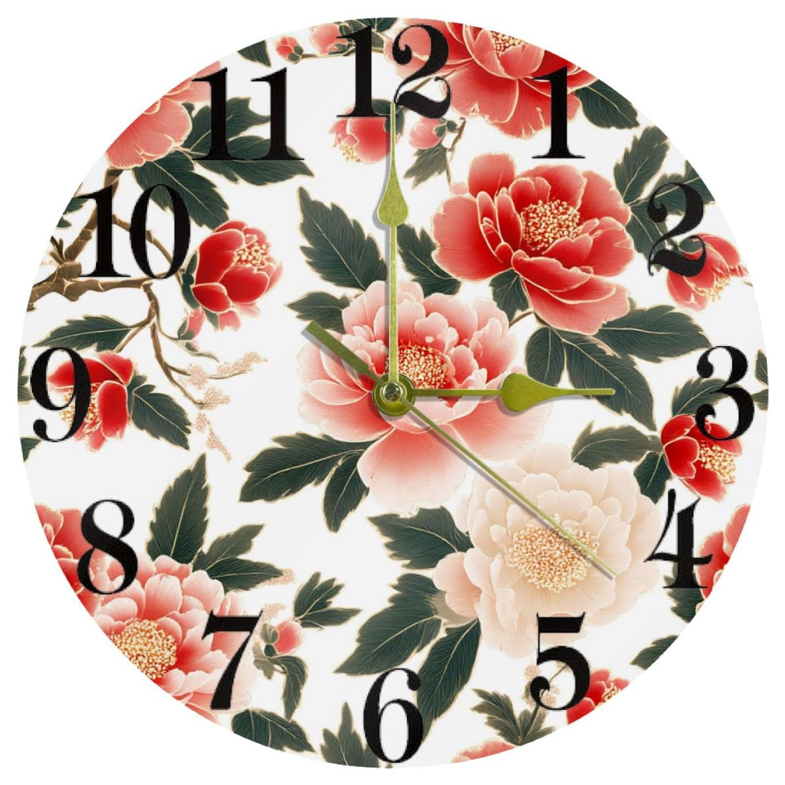 Horloge murale pivoine en fleurs pour une maison sereine et douce