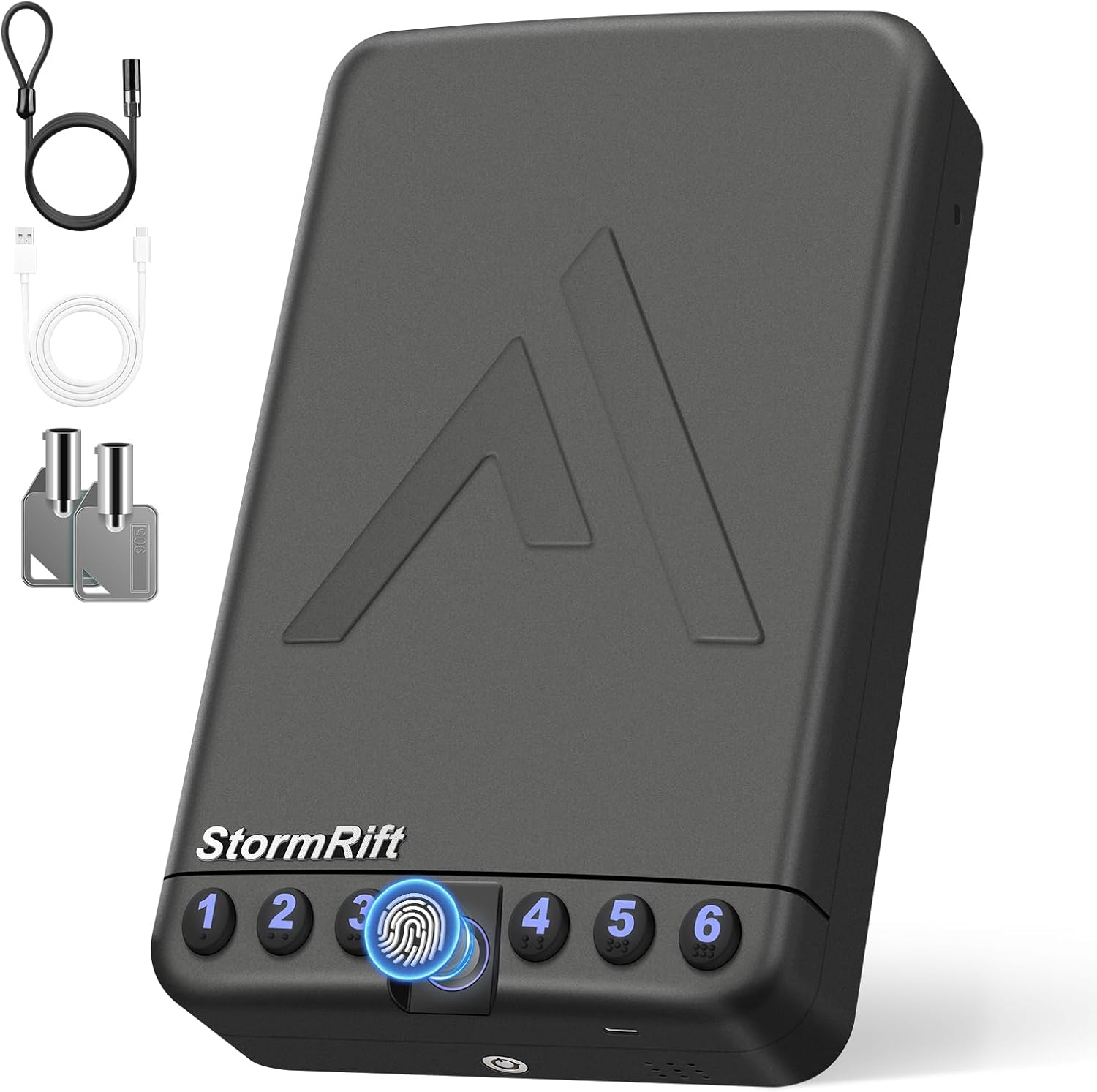 Caja fuerte para armas pequeñas para pistolas, caja de seguridad biométrica para pistola con acceso al teclado digital de huellas dactilares, caja