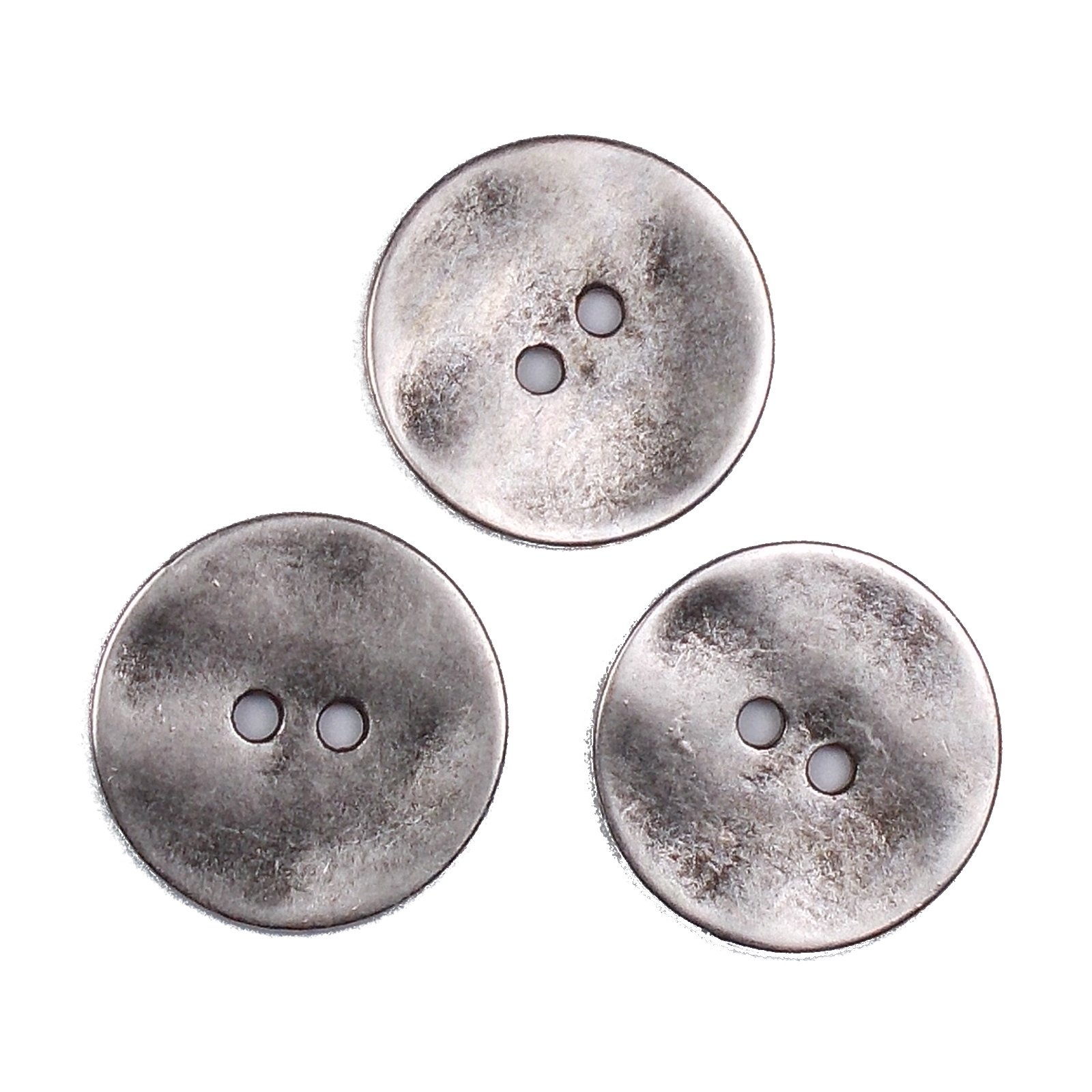 Metal Round Circle Buttons Pack of 3 (34mm, Silver)