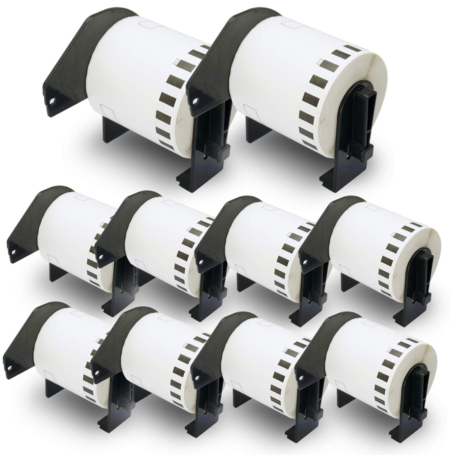 BETCKEY - Compatible Continuous Film Label Replacement for Brother DK-2212 (2-3/7" x 50'), Use with Brother QL Label Printers [10 Rolls]