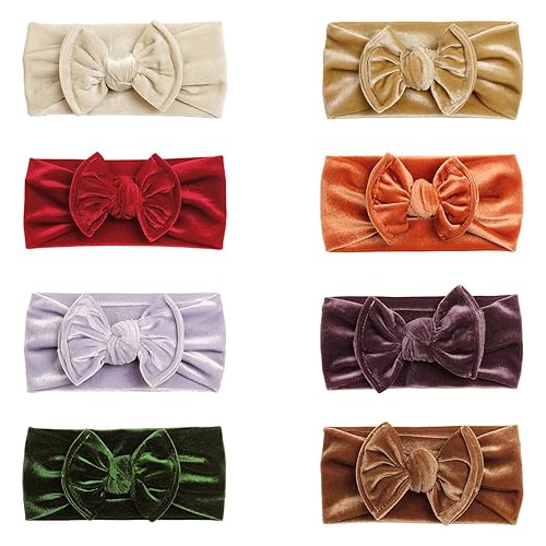 Miniatura 5 de Diademas elásticas de terciopelo suave con lazos para el pelo, accesorios para el cabello para recién nacidos, niñas y bebés