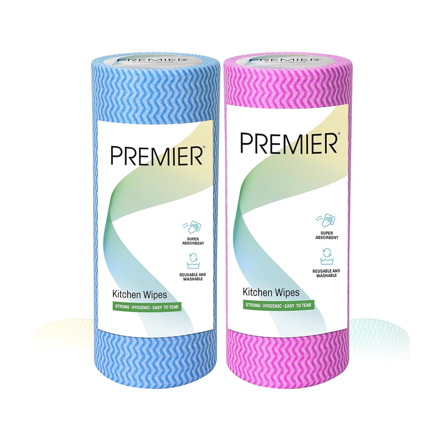 Premier Non Woven Reusable Kitchen Towel Roll - 1 Ply, 160 Sheets | 80 Pulls (Pack of 2) | Each Pull - 21cms x 21cms | Multi-Purpose, Super Absorbent, Washable Tissue Cleaning Wipes For Daily Use-image-35