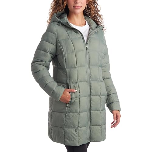Reebok Women's Winter Jacket - Long Length Quilted Puffer Parka - Heavyweight Outerwear Coat for Women (S-XL)