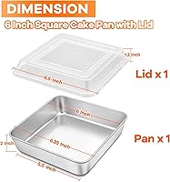 Vista 2 de TeamFar Molde cuadrado para tartas de 6 pulgadas, mini molde cuadrado de acero inoxidable para hornear asar, saludable y resistente, diseño de una