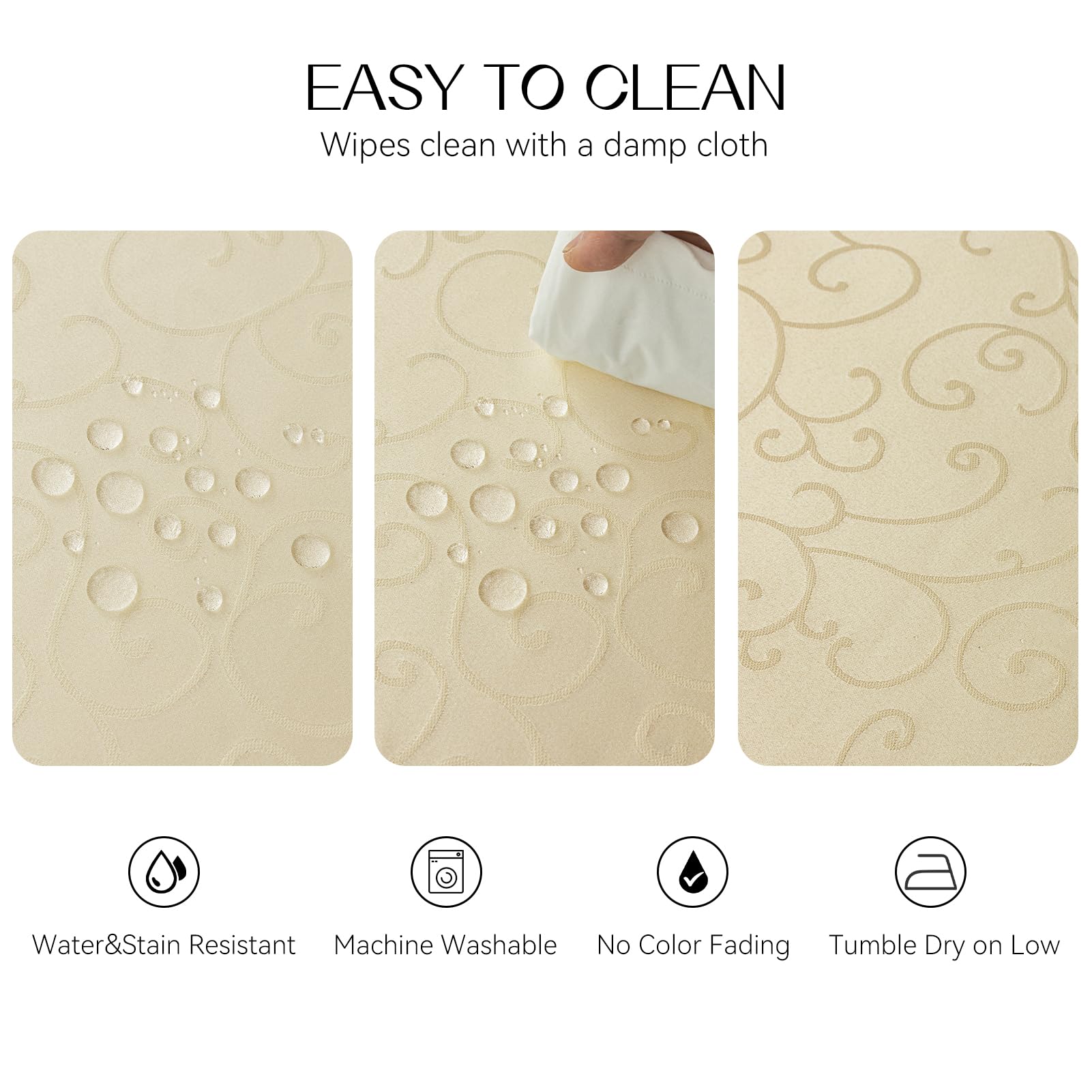 Romanstile Tovaglia Rotonda 180 cm Diametro Primaverile Jacquard Elegante Tovaglie Beige idrorepellente da Esterno 6-8 posti Perfetta per la Grande Tavola Festiva per Pasqua,Campagna,Ricevimento,Caffè