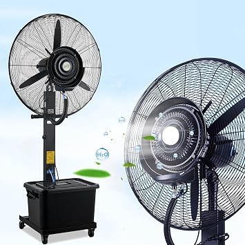 Misters for Outside Patio Pedestal Fan 26in/30in Misting Fans 3 Speeds, 90 Oscillation Mister Black Industrial Spray Fan, with 11 Gal Standalone Tank for Residential Greenhouse650mm/26in
