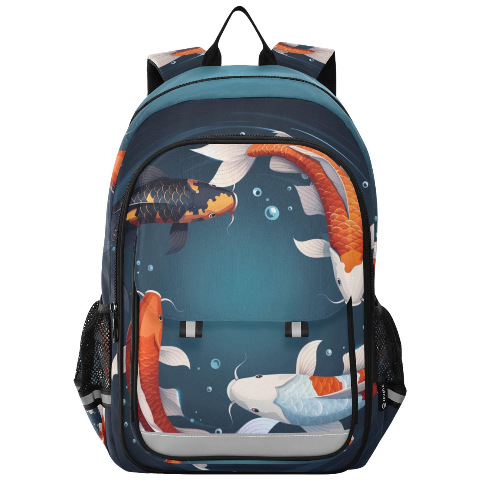 Pesce Koi Nuoto Tranquillo Zaino Scolastico per Studenti,Zainetti per Bambini e Ragazzi,Ideali per La Scuola Viaggi