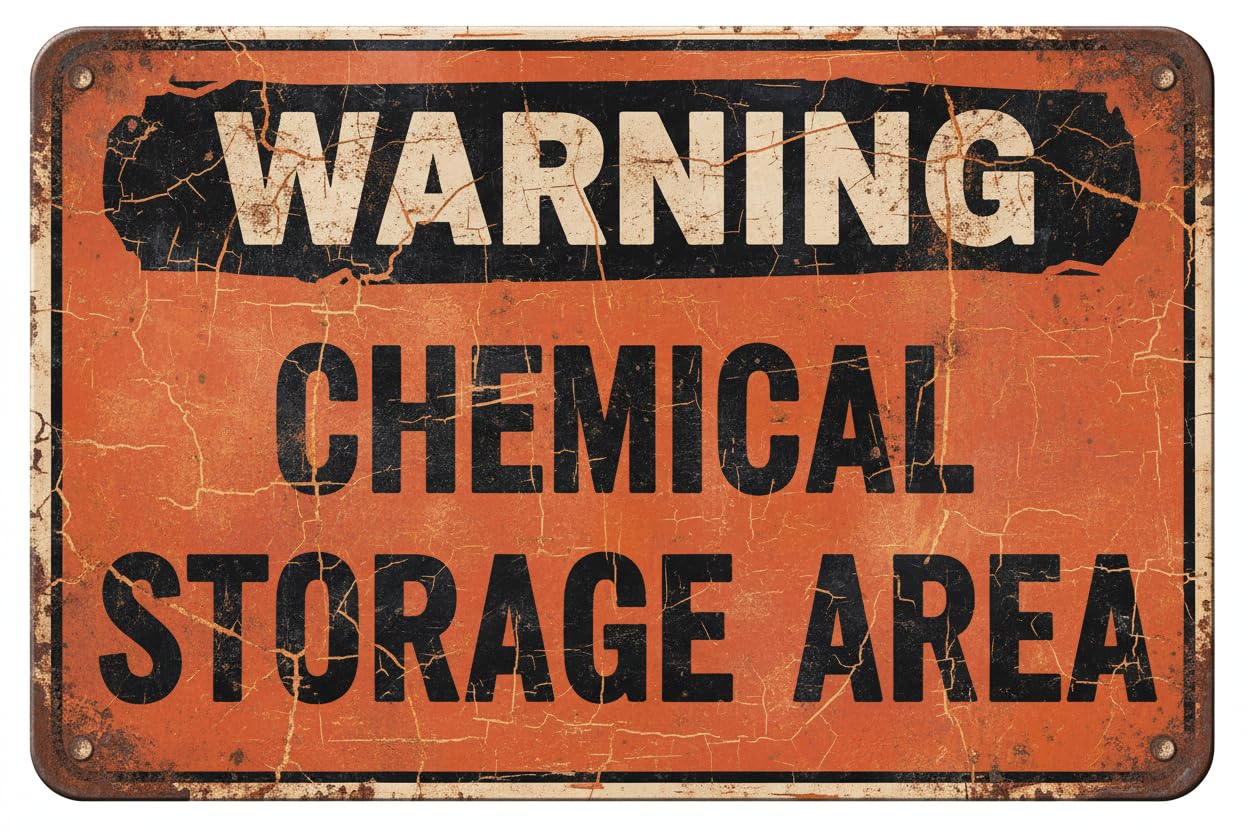 Osha Warning Sign: Chemical Storage Area Metal Sign 8"x12"Indoor/outdoor Use For Home & Office Vintage Signs Aluminum Plates Printed