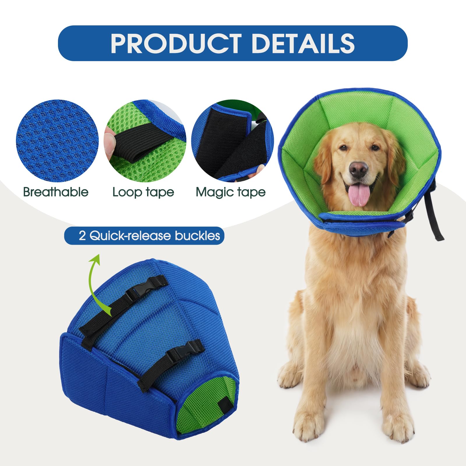 Dog Cone Collar After Surgery, Soft Cone for Small Dogs to Stop Licking, Adjustable Elizabethan Collar for Dogs, Lightweight Breathable Dog Recovery Cones for Wound Healing & Hot Spots — view 4