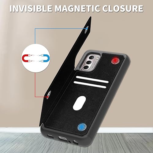 Miniatura 4 de Funda tipo cartera para Moto G Stylus 5G 2022 con tarjetero de piel sintética, función atril, ranuras para tarjetas, cierre magnético, funda