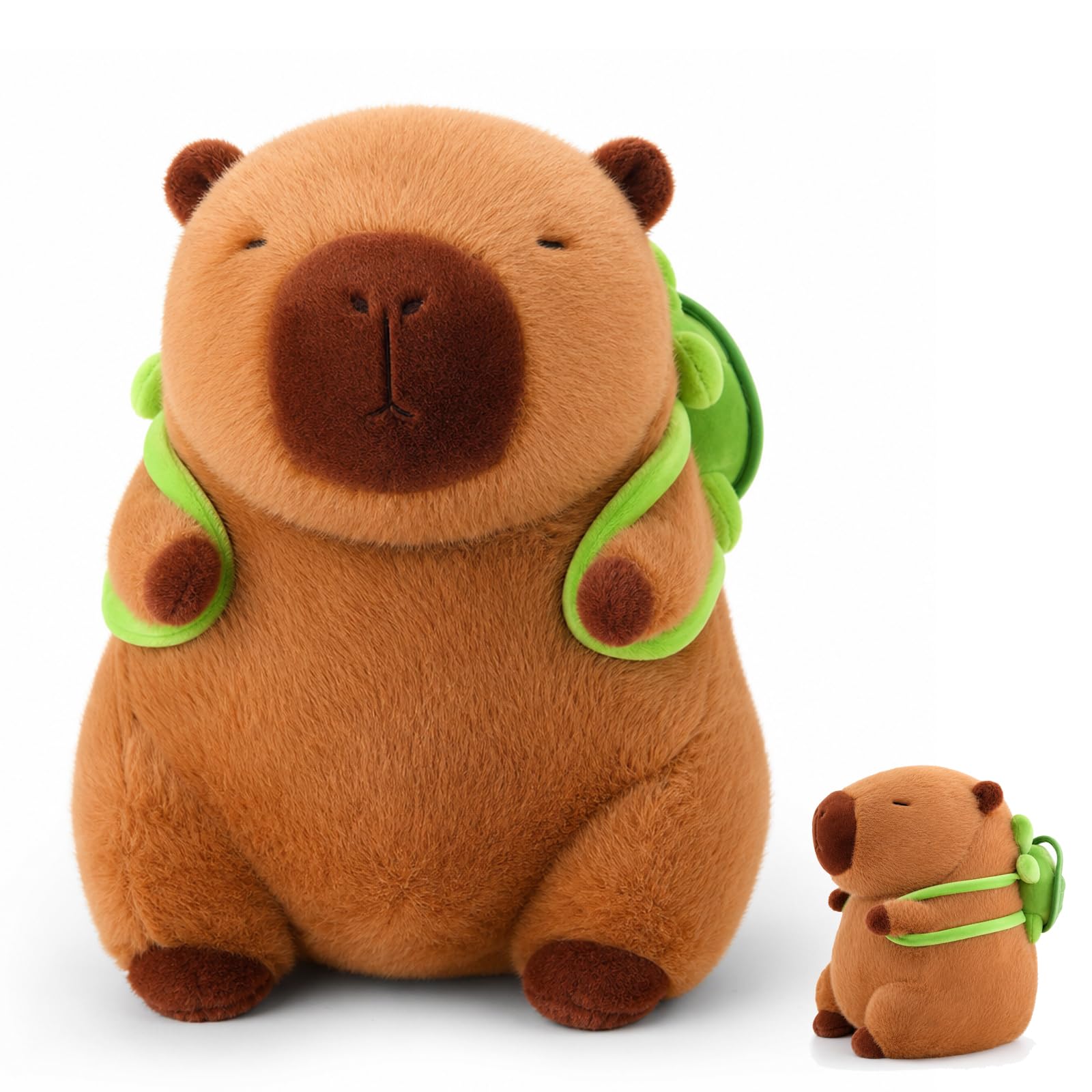 IAndhy Brown Capybara Plush Toy, Capybara Teddy with Turtle Pillow, Soft Plush Toys for Room Decor, Suitable as a birthday gift for family and friends