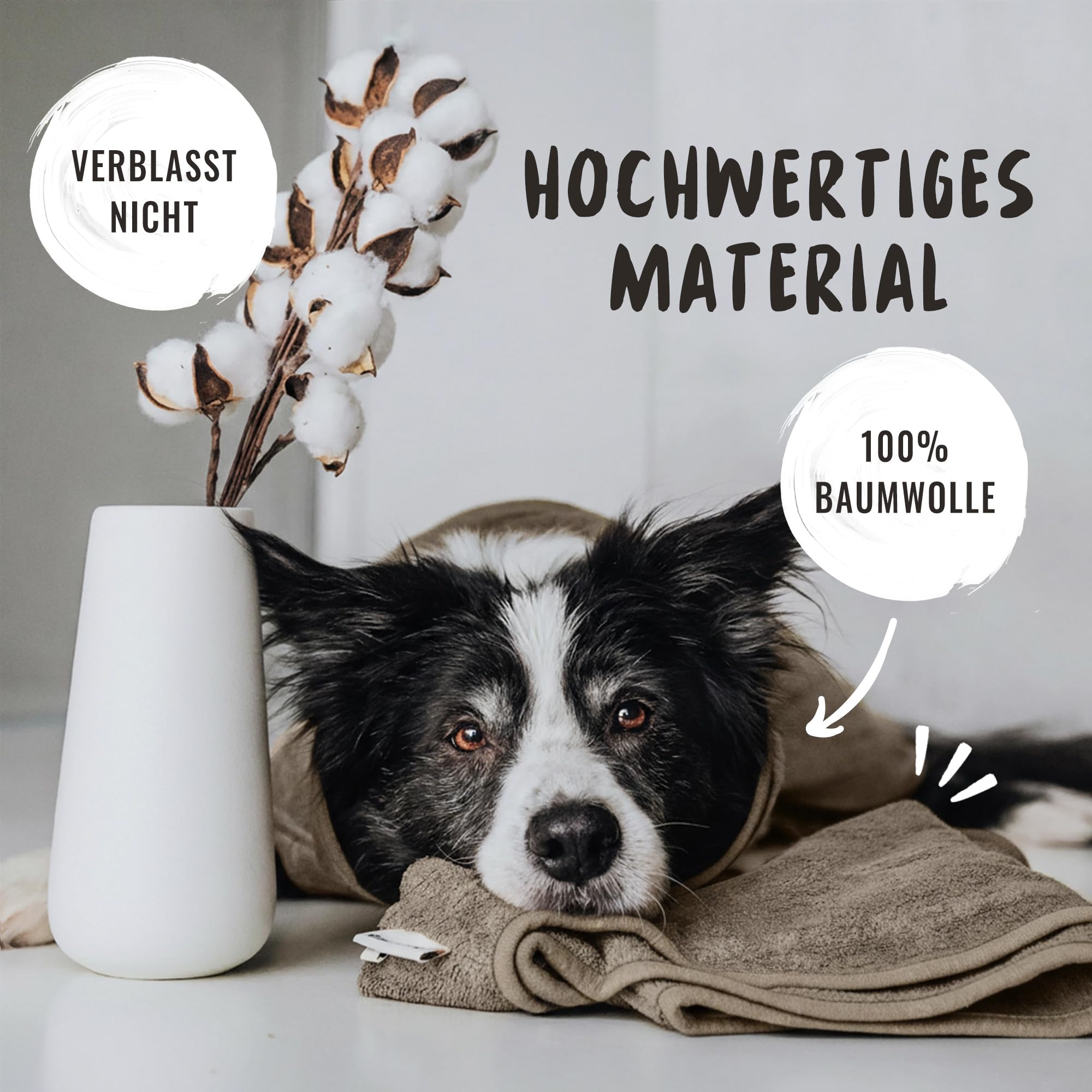 Rudelkönig Hundebademantel aus 100% Baumwolle - Saugstarker Bademantel Hunde groß - Kuscheliger Hunde Bademantel gross