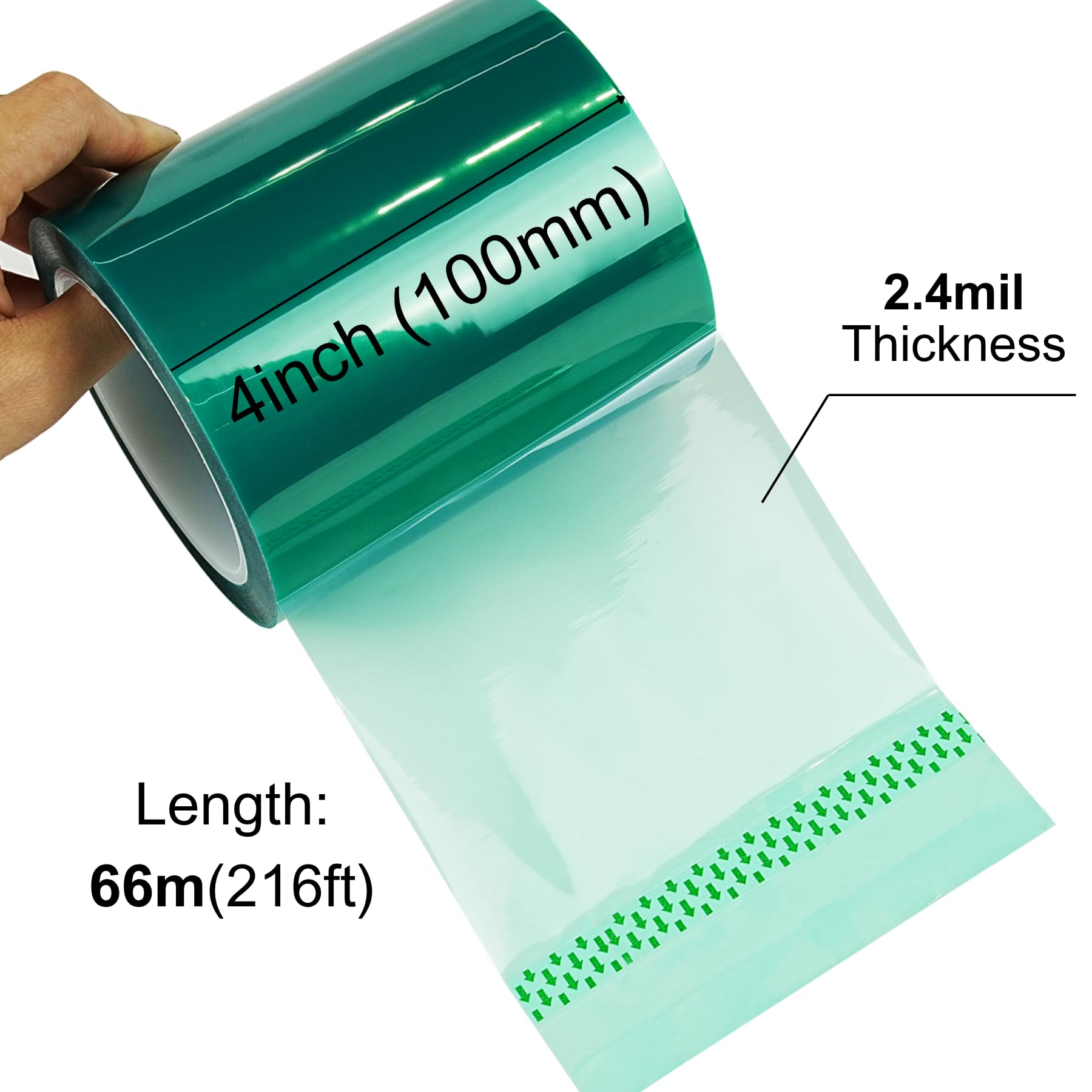 CHUANGSEED Heat Resistance Tape for Resin Molds, Powder Coating, Circuit Borads, Adhesive Residue-Free High Temp Masking Tape Epoxy Release -4inches x 66m?216ft?