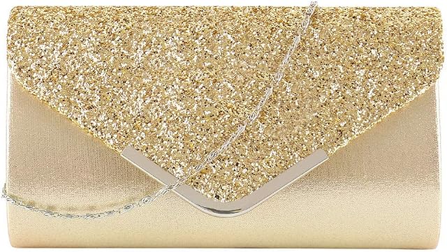 UMiWEi Sequins Flap Evening Purse, Sparkling Wedding Bride Purse Glitter Clutch Handbag Chain Crossbody Shoulder Bag