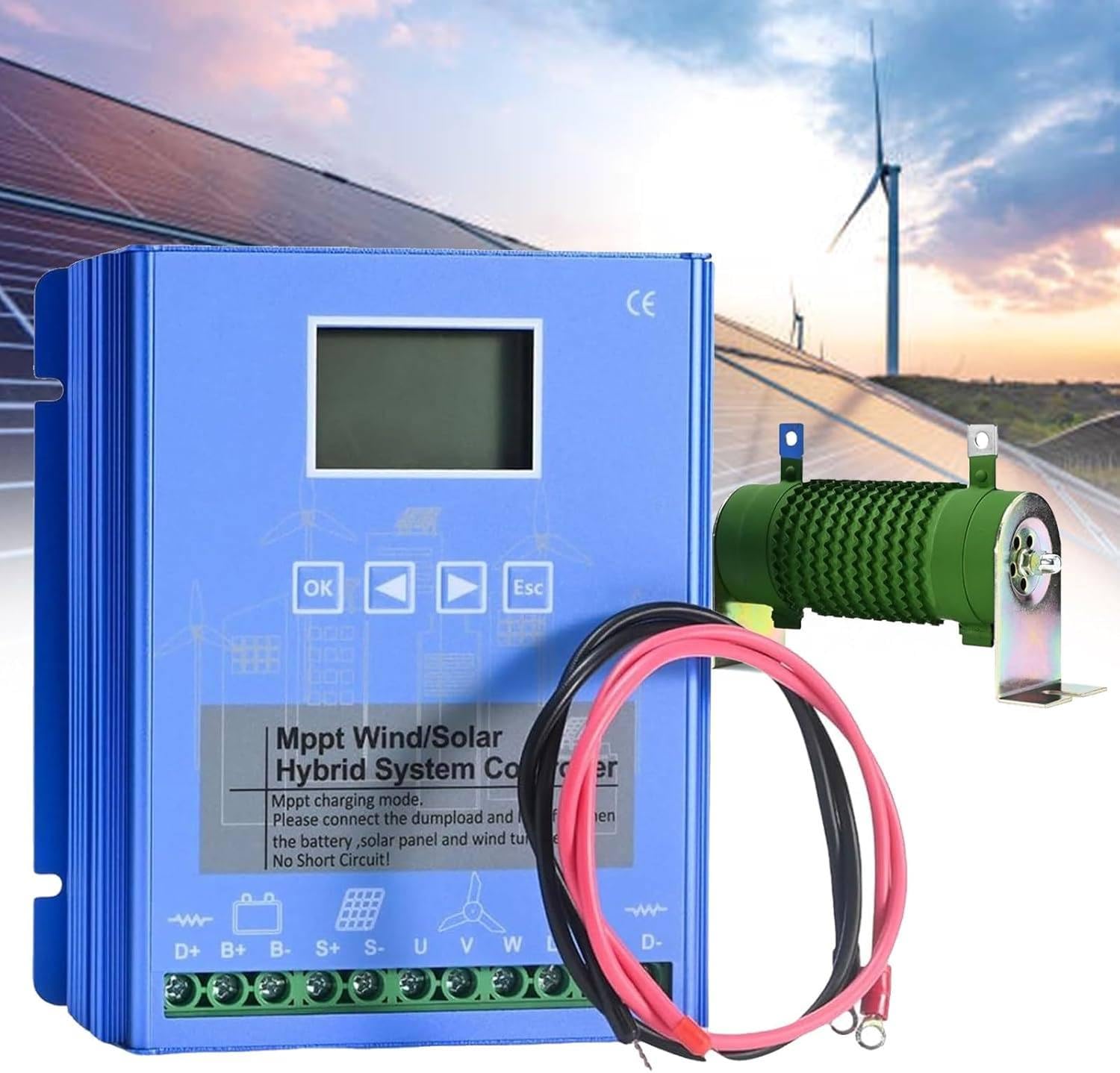 Controlador híbrido solar de viento, controlador de carga MPPT con pantalla LCD para turbina eólica y sistemas solares