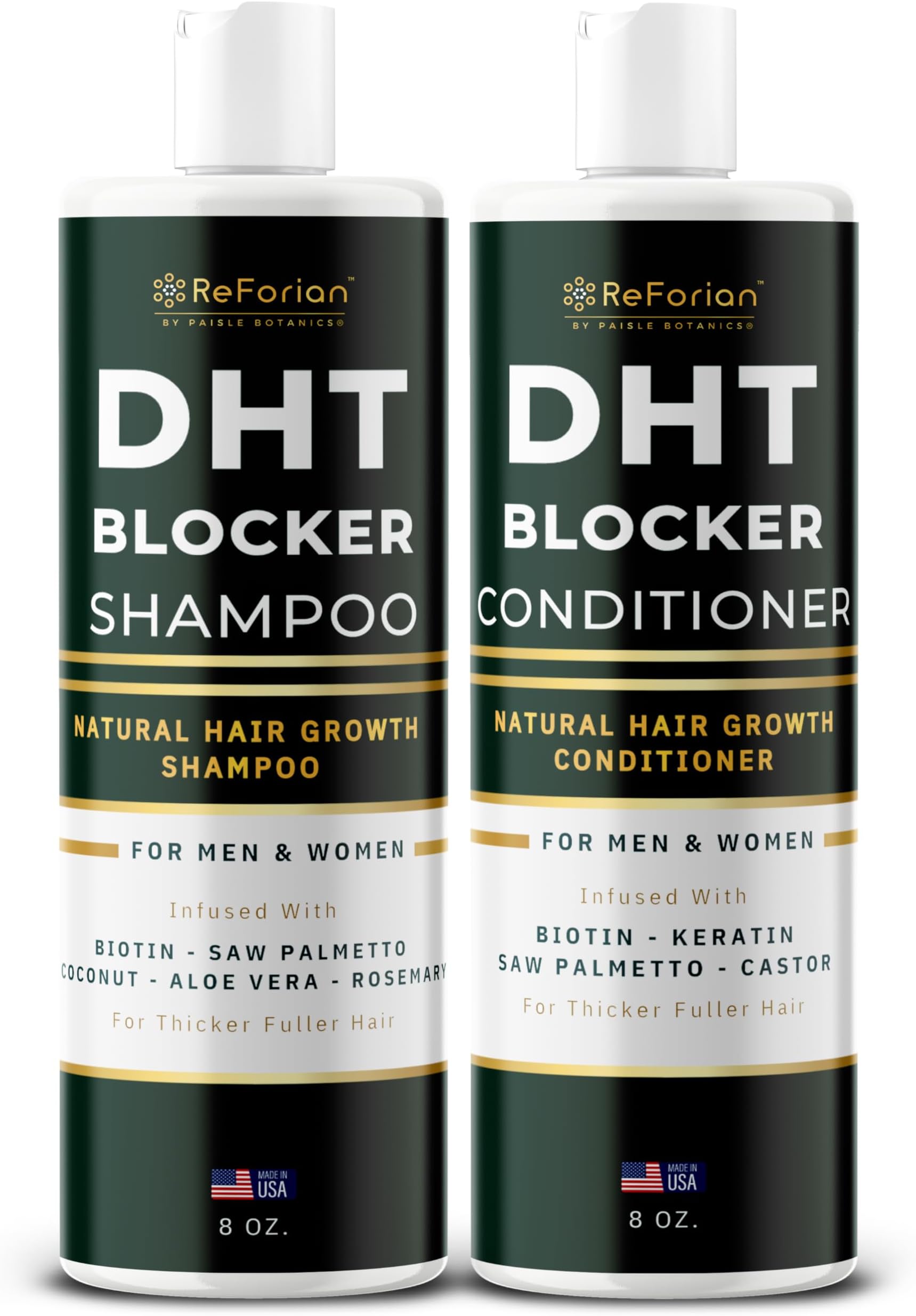 DHT Blocker Shampoo and Conditioner for Hair Growth - NATURAL Dht Blocker for Men with Biotin for Hair Growth Shampoo & Conditioner DHT Blocking Shampoo for Men DHT Blocker for Women Hair Growth Set