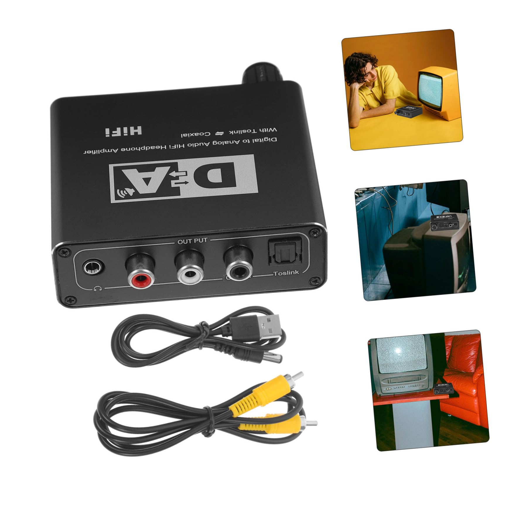 OSALADI Convertitore Audio Digitale Analogico Ottico Adattatore Compatto Per Dispositivi Digitali e Impianti Audio Analogici Qualità Del Suono Inalterata e Facile Da Trasportare