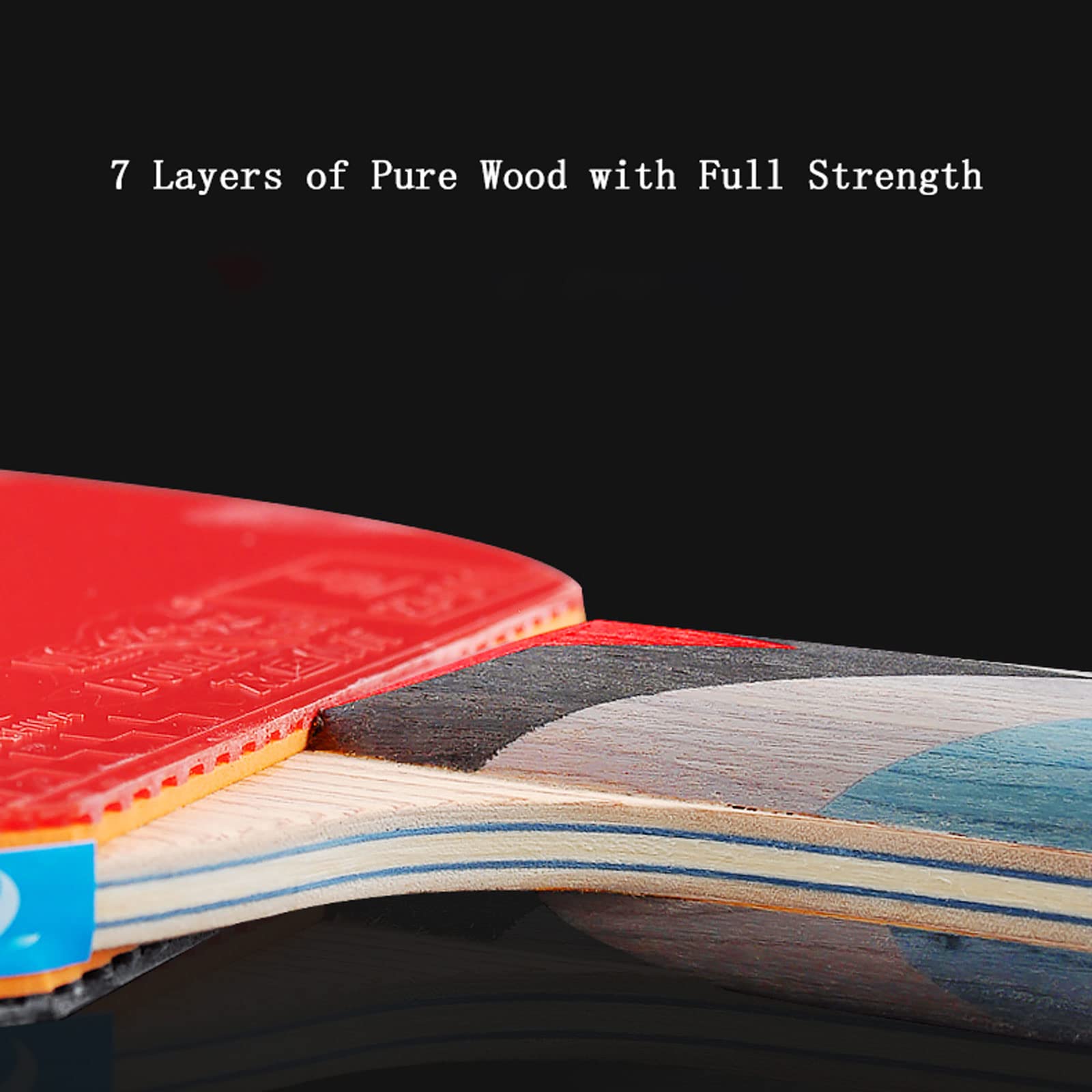 Racchetta da ping pong 4 stelle, 7 strati di legno puro, set(Penhold Grip)