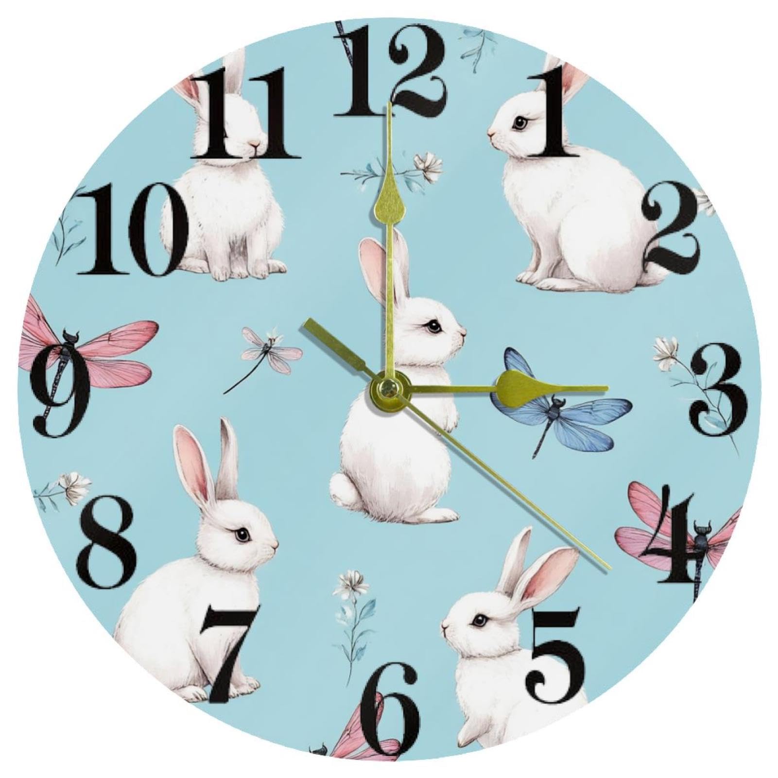 Horloge murale ludique lapins blancs pour une chambre douce