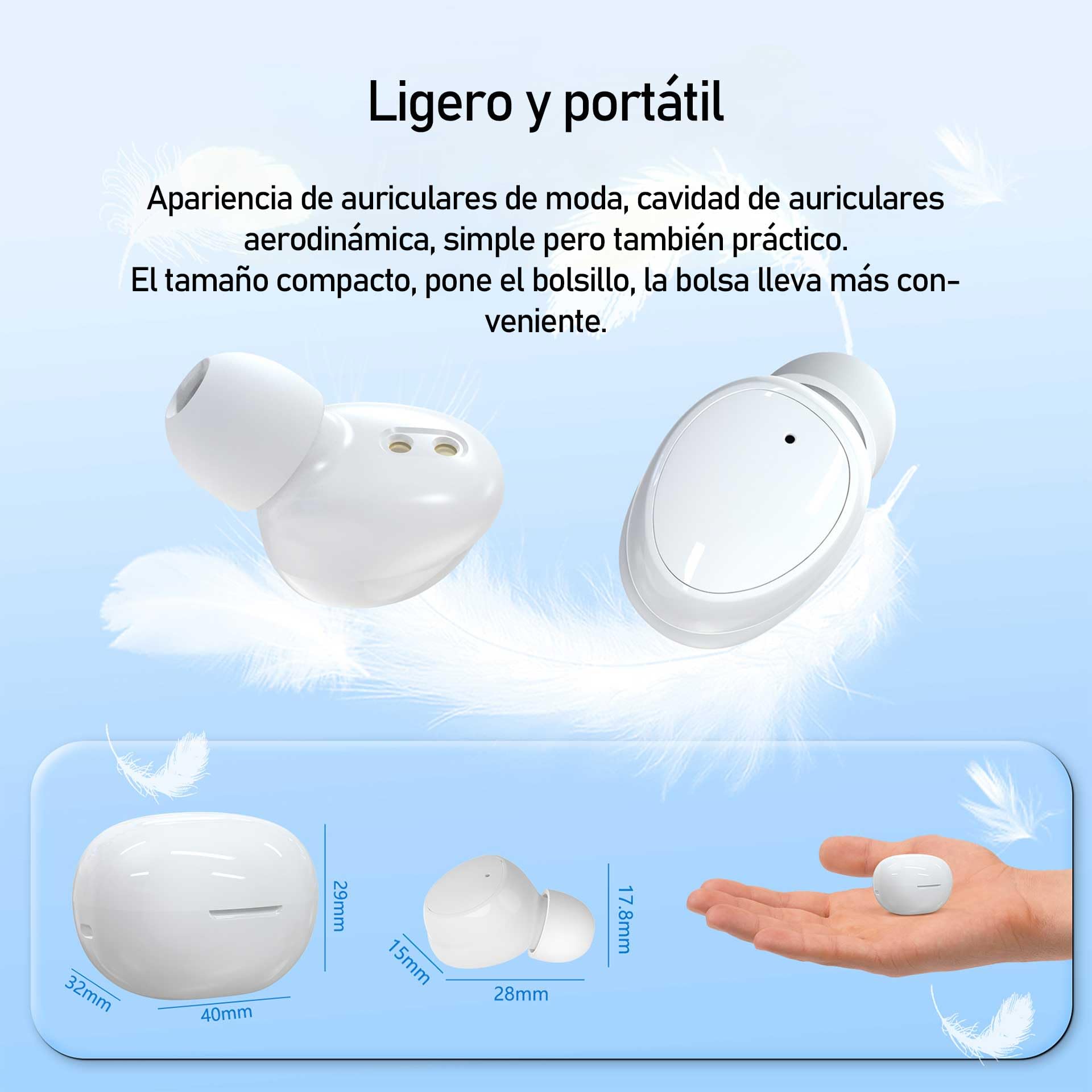 Auriculares con Mejora de Calidad de Audio: Aumentan la claridad de la Voz Humana, reducen el Ruido Ambiental y la Estuche Carga los Auriculares(Negro)