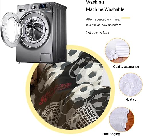 Miniatura 7 de Manta de fútbol suave y cálida para niños y adultos, manta de franela de lujo ligera y acogedora para sofá, cama, sofá, 80 x 60 pulgadas