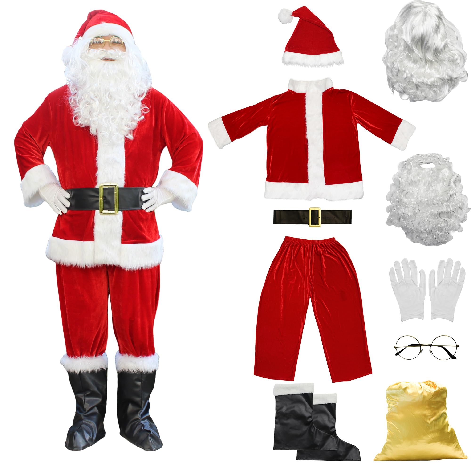 SELORE Weihnachtsmann Kostüm Männer komplett Deluxe Nikolauskostüm Santa Claus-Erwachsenenkostüm für Weihnachten - Kostüm für Nikolaus Herren Männer(XXL)