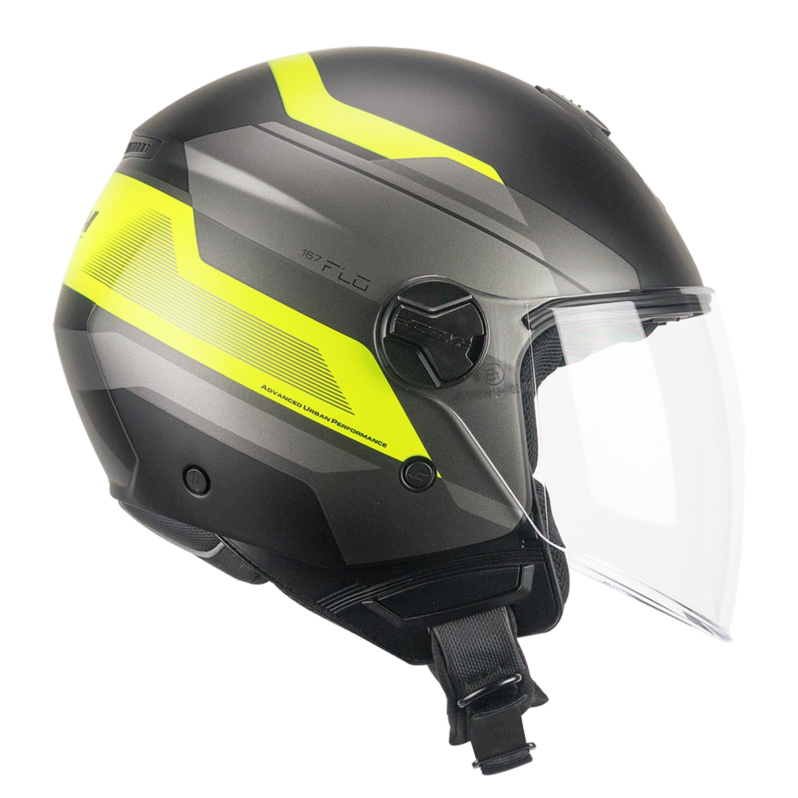 CGM 167K FLO CITY Nero Giallo fluo opaco lunga L Black Matt Fluorescent Yellow