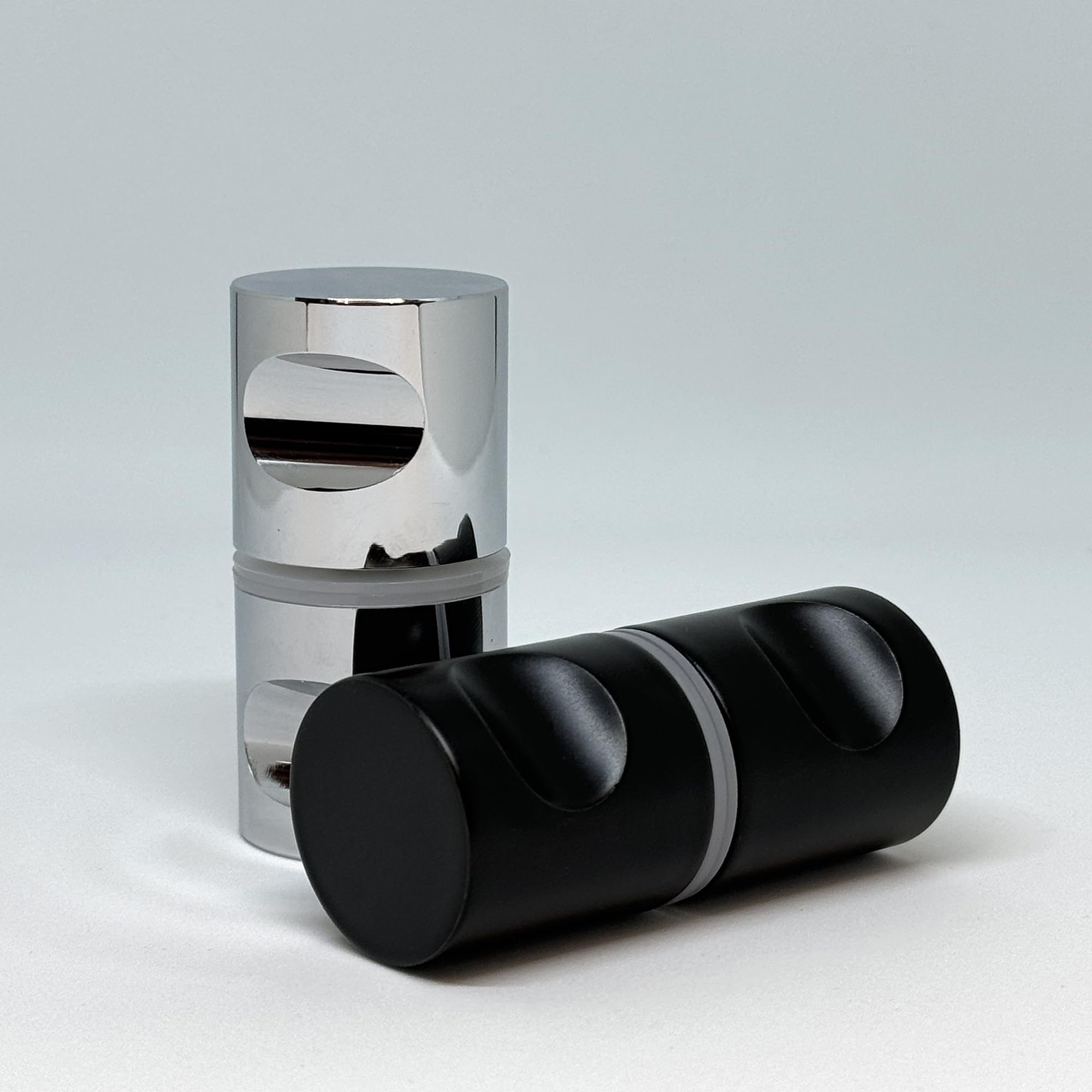 Tirador para mampara de ducha de repuesto para puerta de ducha, para vidrio de baño de 6 mm a 15 mm de grosor, negro mate (cromo satinado)