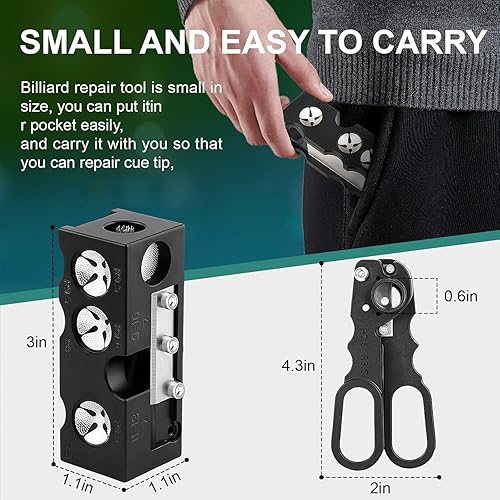 Miniatura 3 de 11-in-1 Billiards Pool Cue Tip Shaper, Pool Cue Repair Kit, Pool Stick Tips Replacement Kit, Cue Tip Shaper Pool Cue Accessories